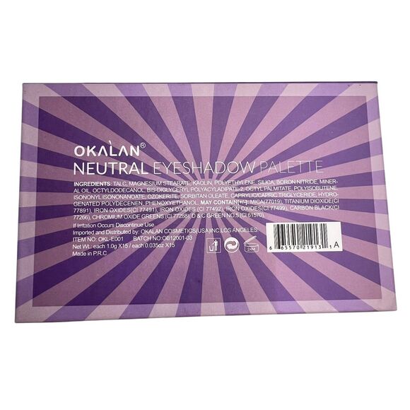 OKALAN Neutral Eyeshadow Palette 15 Colors Makeup Cosmetic Eye Shadow 0.53 oz - Picture 6 of 8